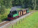 Zug der Traditionsbahn kurz vor dem Endbahnhof Radeburg